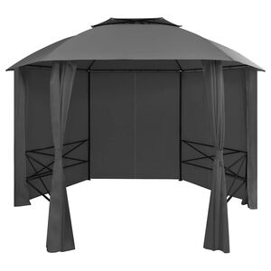 vidaXL Chapiteau tente de jardin avec rideaux Hexagonal 360 x 265 cm