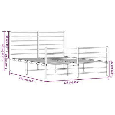 vidaXL Cadre de lit métal sans matelas avec pied de lit noir 120x200cm