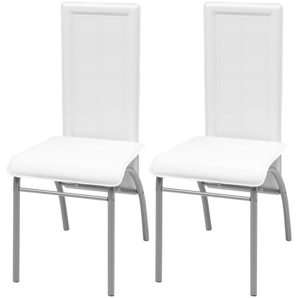 vidaXL Chaises &agrave; manger lot de 2 blanc similicuir