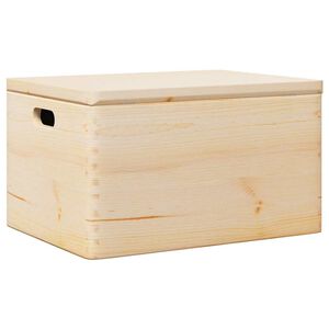vidaXL Bo&icirc;te en bois avec couvercle et poign&eacute;es bois de pin massif