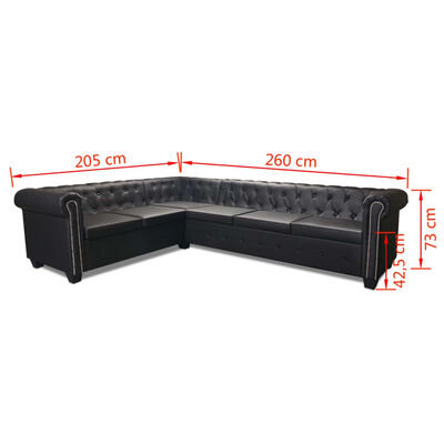 vidaXL Canapé d'angle Chesterfield 6 places Cuir synthétique Noir