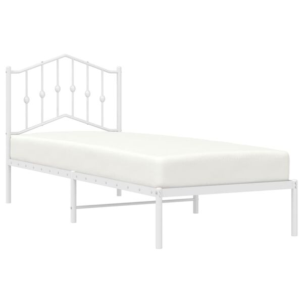 vidaXL Cadre de lit métal sans matelas avec tête de lit blanc 90x190cm