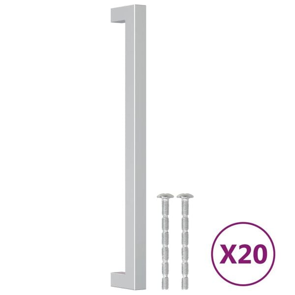 vidaXL Poign&eacute;es d'armoire 20 pcs argent&eacute; 224 mm acier inoxydable