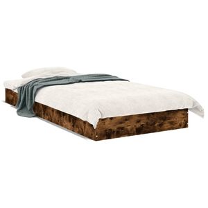 vidaXL Cadre de lit sans matelas ch&ecirc;ne fum&eacute; 75x190cm bois d'ing&eacute;nierie