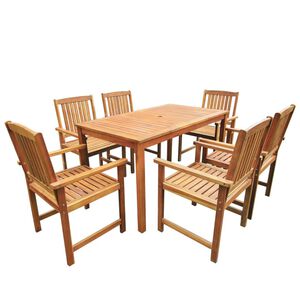 vidaXL Jeu de salle &agrave; manger d'ext&eacute;rieur 7 pcs Bois d'acacia solide
