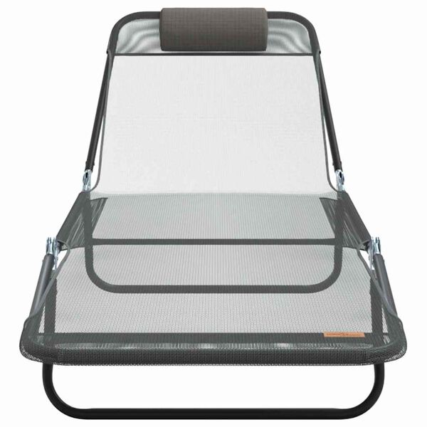 vidaXL Chaise longue pliante Gris 182 x 55 x 85,5 cm Textil&egrave;ne