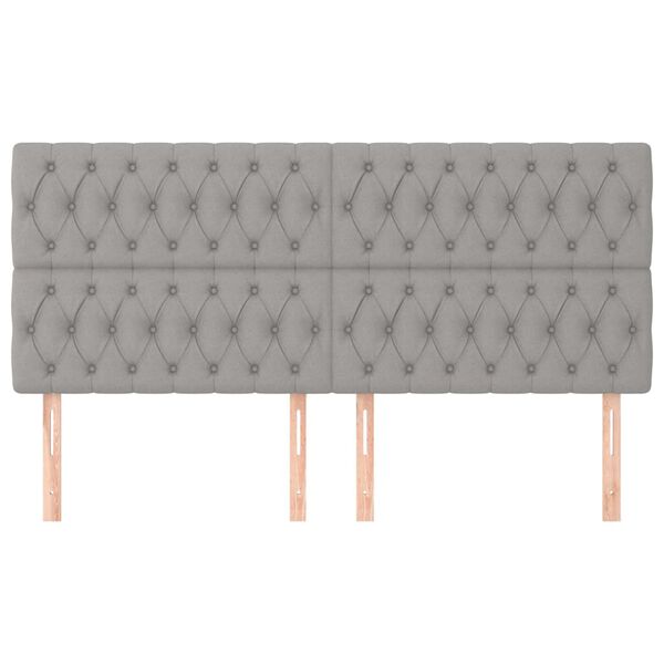 vidaXL T&ecirc;te de lit Gris clair 200 x 7 x 118/128 cm Tissu