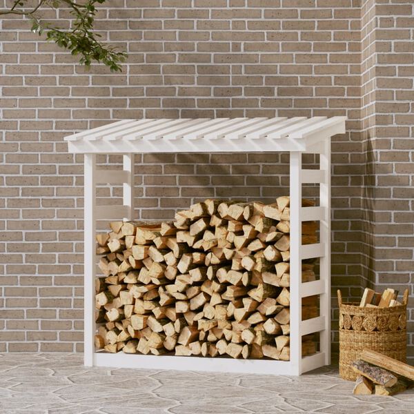 vidaXL Support pour bois de chauffage Blanc 108x64,5x110cm Bois de pin