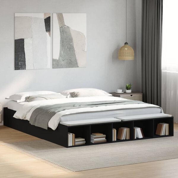 vidaXL Cadre de lit sans matelas noir 200x200 cm