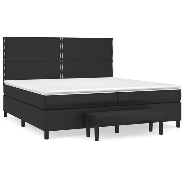 vidaXL Sommier &agrave; lattes de lit avec matelas Noir 200x200 cm Similicuir