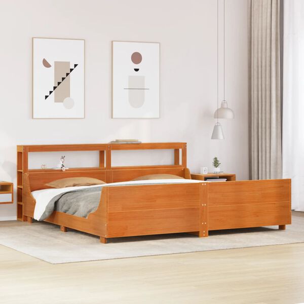 vidaXL Cadre de lit sans matelas cire marron 200x200cm bois pin massif