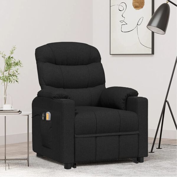 vidaXL Fauteuil de massage Noir Tissu