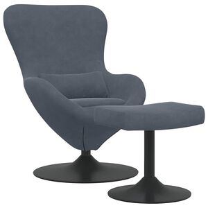 vidaXL Chaise &OElig;uf avec Pouf Gris fonc&eacute; Velours
