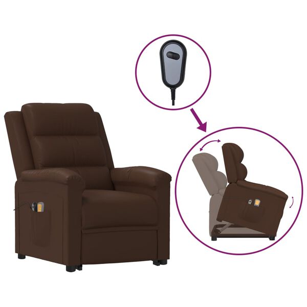 vidaXL Fauteuil de massage Marron Similicuir