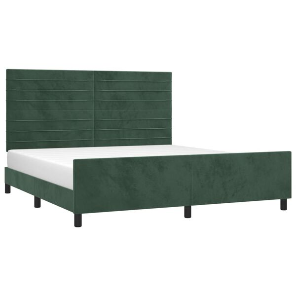 vidaXL Cadre de lit sans matelas vert fonc&eacute; velours