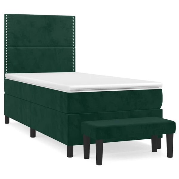 vidaXL Sommier &agrave; lattes de lit avec matelas Vert fonc&eacute; 100x200 cm