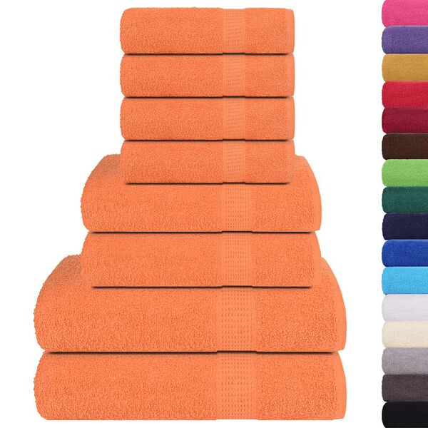 vidaXL Ensemble de serviettes 8 pcs orange 360 g/m² 100% coton