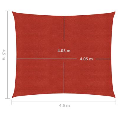 vidaXL Voile d'ombrage 160 g/m² Rouge 4,5x4,5 m PEHD