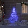 vidaXL Arbre de Noël LED avec piquets au sol Bleu 180 cm Métal