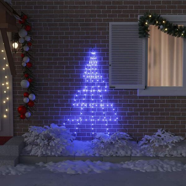 vidaXL Arbre de Noël LED avec piquets au sol Bleu 180 cm Métal
