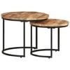 vidaXL Tables gigognes 2 pcs Bois de manguier brut