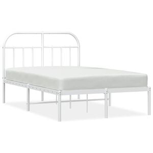 vidaXL Cadre de lit m&eacute;tal sans matelas et t&ecirc;te de lit blanc 120x200 cm