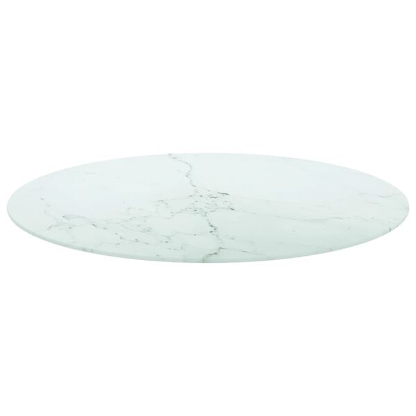 vidaXL Dessus de table blanc &Oslash;80x1 cm verre tremp&eacute; avec design marbre