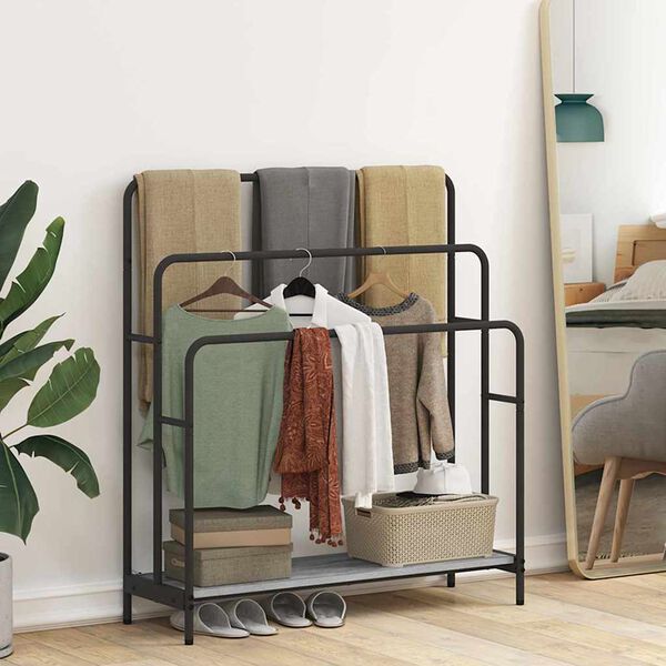 vidaXL Porte-v&ecirc;tements avec &eacute;tag&egrave;re Gris Sonoma 90 x 30 x 100,5 cm