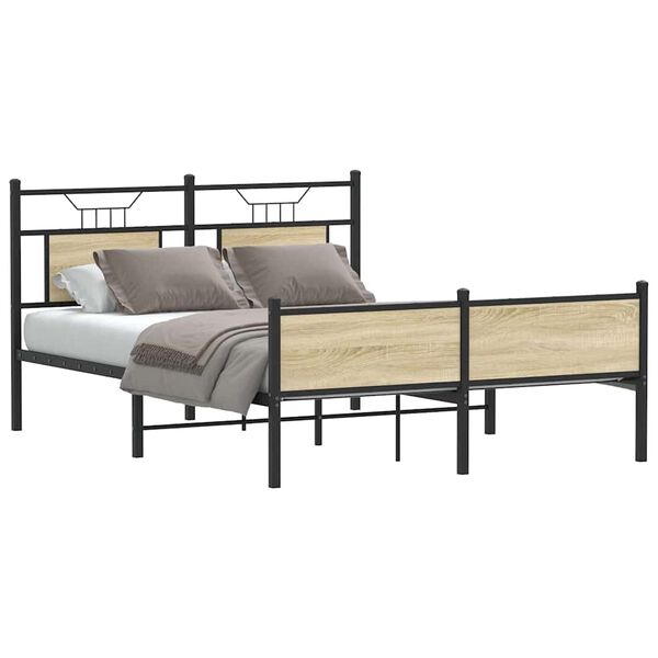 vidaXL Cadre de lit sans matelas ch&ecirc;ne sonoma 137x190 cm