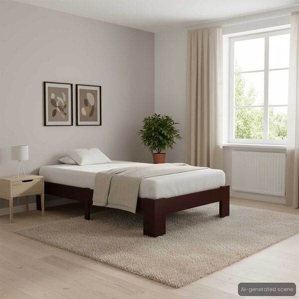 vidaXL Cadre de lit sans matelas marron fonc&eacute; pin massif 100x200 cm