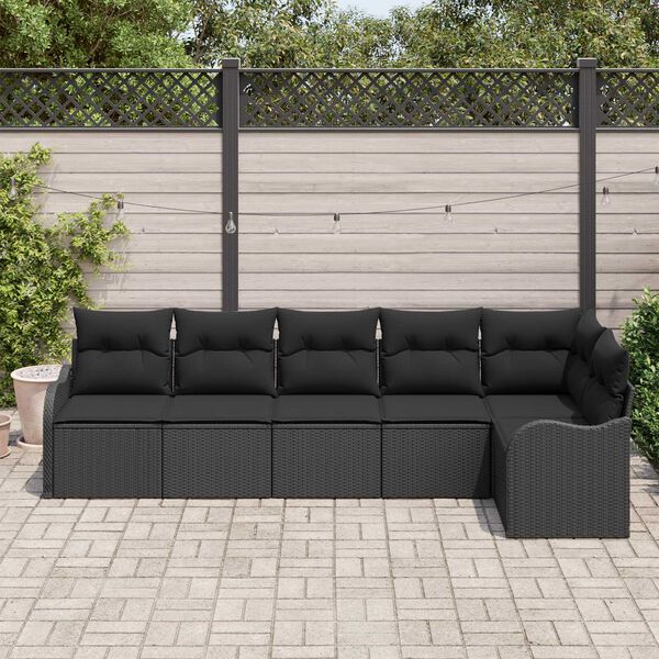 vidaXL Ensemble de canap&eacute; de jardin avec stockage 6 pcs Noir polyrotin
