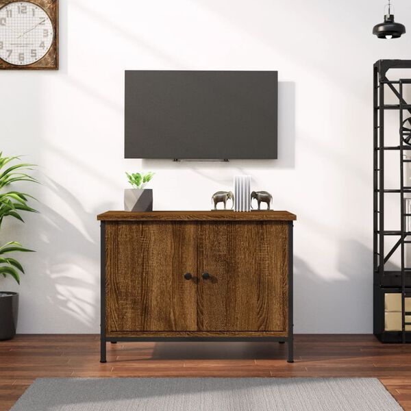 vidaXL Meuble TV avec portes ch&ecirc;ne marron 60x35x45cm bois d'ing&eacute;nierie