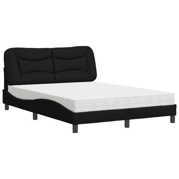 vidaXL Lit avec matelas Hvar noir 120x200 cm tissu