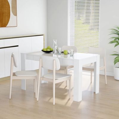 vidaXL Table à manger blanc brillant 140x74,5x76 cm bois d'ingénierie
