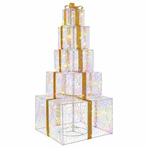 vidaXL Bo&icirc;tes cadeaux de No&euml;l empilables avec LED 250 LED Multicolore