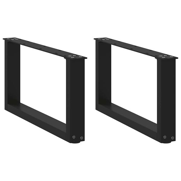 vidaXL Pieds de table basse en U, 2 pi&egrave;ces, noir, 60 x (30-31) cm, acier