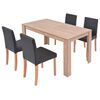 vidaXL Table et chaises 5 pcs Cuir synth&eacute;tique Ch&ecirc;ne Noir