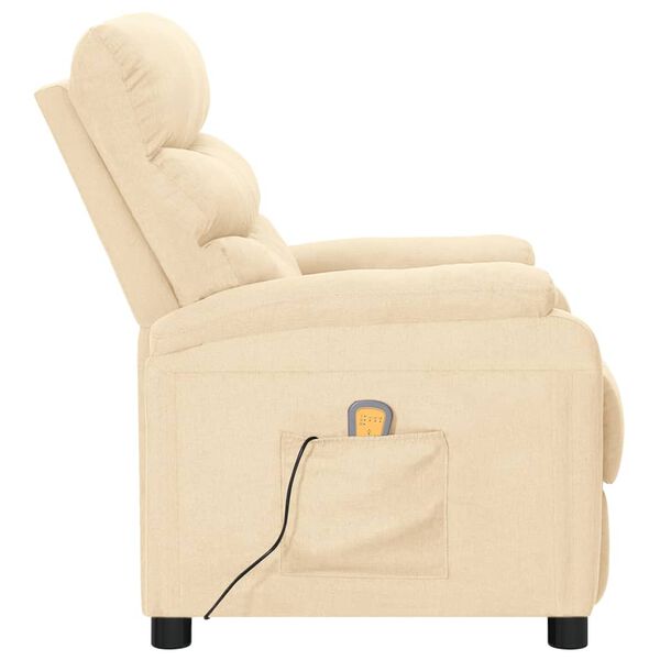 vidaXL Fauteuil de massage Cr&egrave;me Tissu