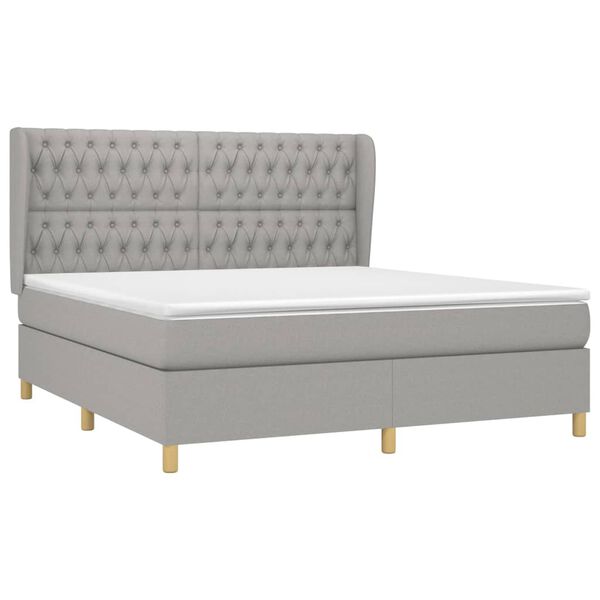 vidaXL Sommier &agrave; lattes de lit avec matelas Gris clair 180x200cm Tissu