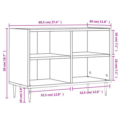 vidaXL Meuble TV chêne fumé 69,5x30x50 cm bois d'ingénierie