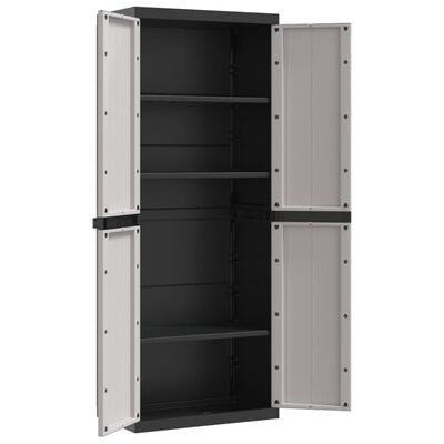 vidaXL Armoire de rangement d'extérieur gris et noir 65x37x165 cm PP