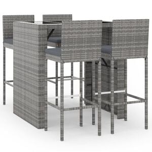 vidaXL Ensemble de bar de jardin 5 pcs avec coussins gris poly rotin
