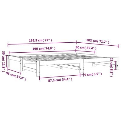 vidaXL Lit coulissant Blanc 2x(90x190) cm Bois de pin massif