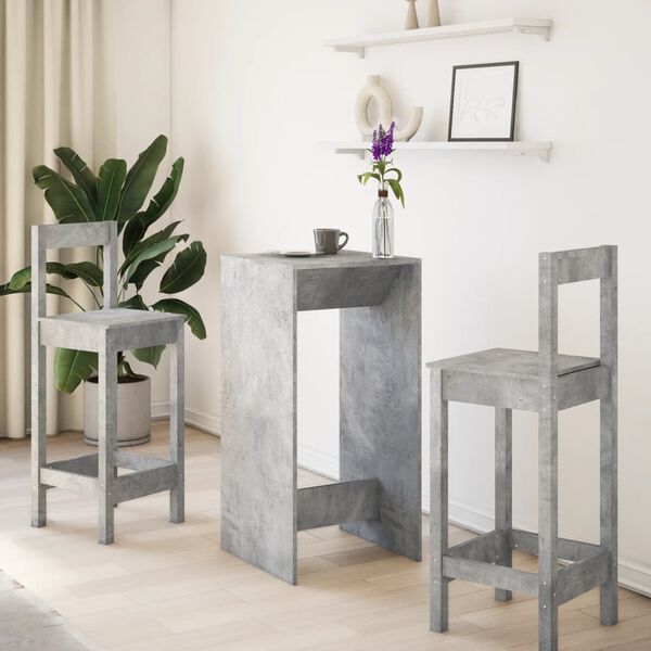 vidaXL Table de bar gris b&eacute;ton 51x50x103,5 cm bois d'ing&eacute;nierie