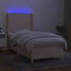 vidaXL Sommier &agrave; lattes de lit matelas et LED Cr&egrave;me 100x200 cm Tissu