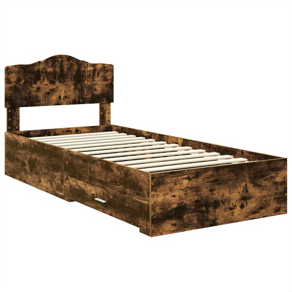 vidaXL Cadre de lit Ch&ecirc;ne fum&eacute; 70 x 190 cm Bois d'ing&eacute;nierie