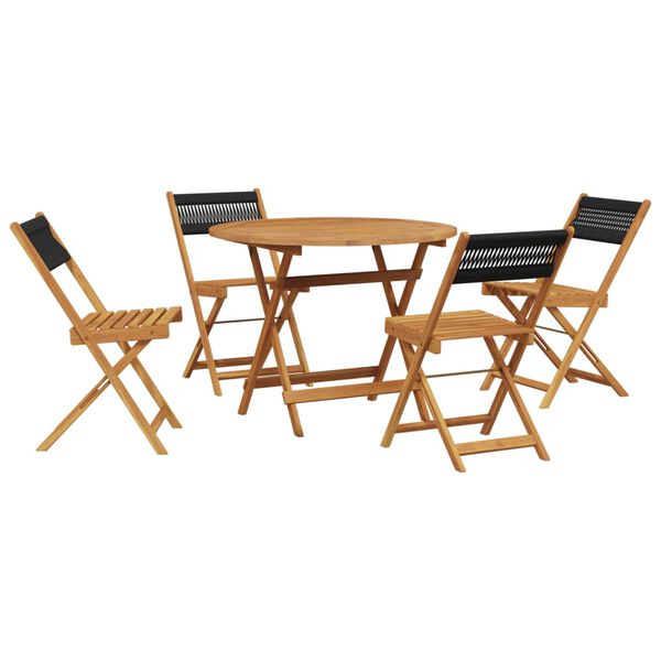 vidaXL Ensemble &agrave; manger de jardin 5pcs noir polypropyl&egrave;ne bois massif