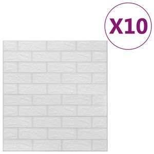 vidaXL Papier peint 3D autoadh&eacute;sif Briques 10 pcs Blanc