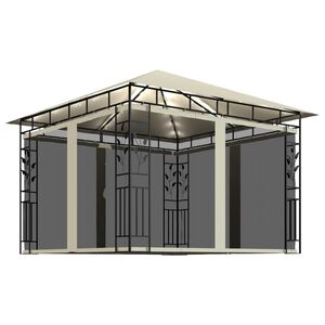 vidaXL Tonnelle avec moustiquaire et lumi&egrave;res LED 3x3x2,73 m Cr&egrave;me