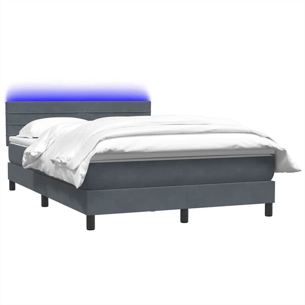 vidaXL Sommier &agrave; lattes de lit et matelas et LED gris fonc&eacute; 140x210cm velours